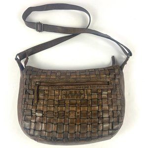 💎SOLD💎GIANNI CONTI Soft Brown Leather Woven Adjustable Crossbody Shoulder Bag
